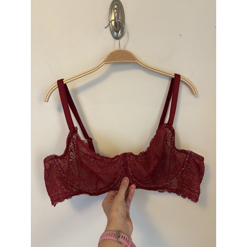 Torrid Curve Balconette Bra Lace Unlined Underwire Red 44B Sexy